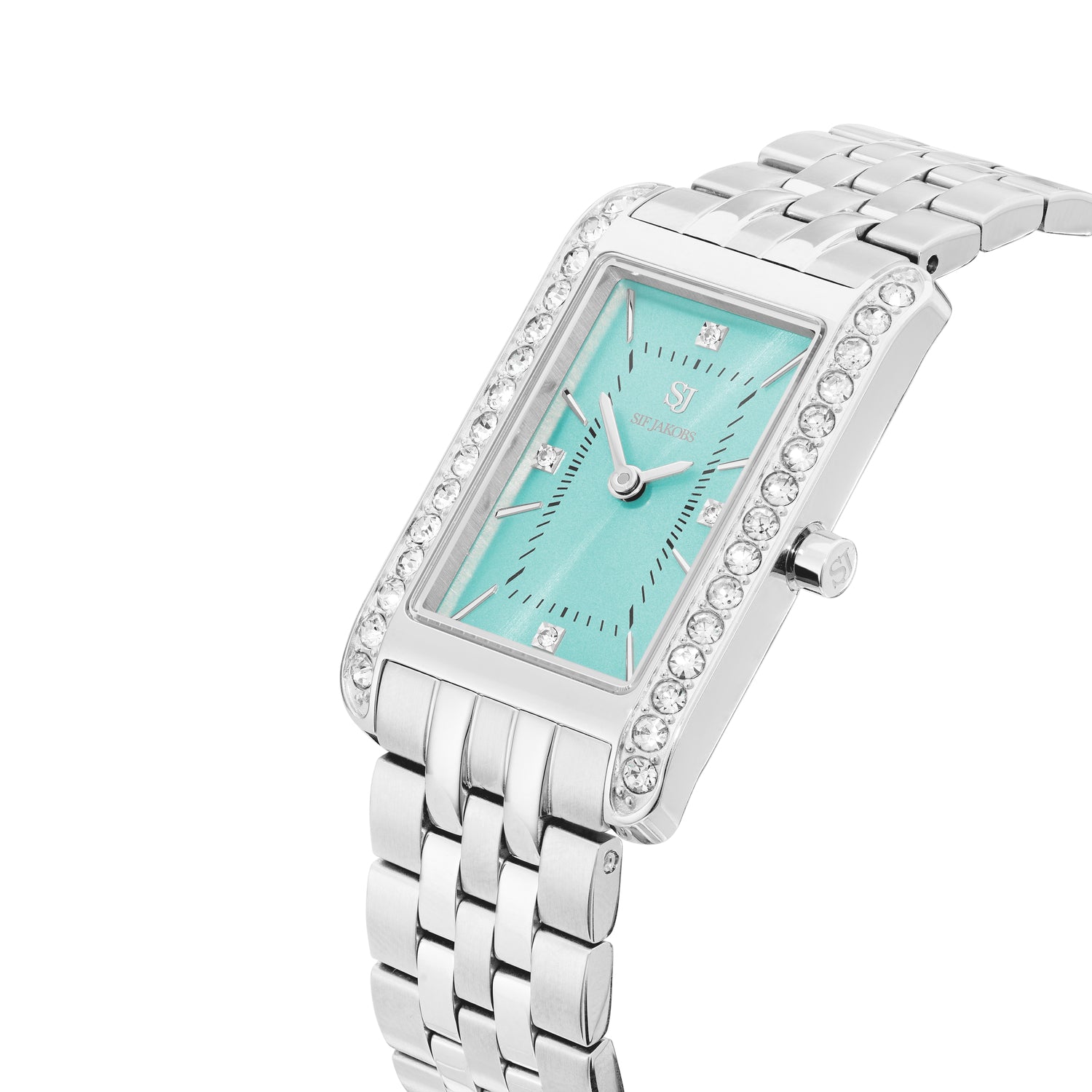 Stainless steel Silver | Turquoise dial and white zirconia