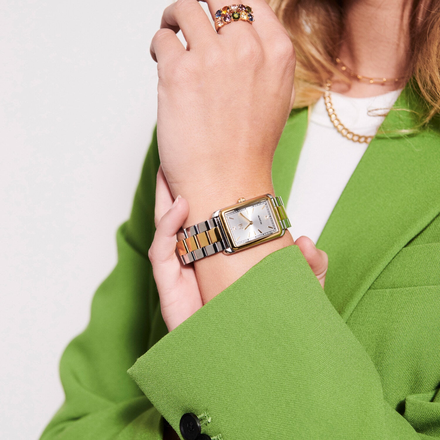 Stainless steel silver & gold | Silver dial and white zirconia