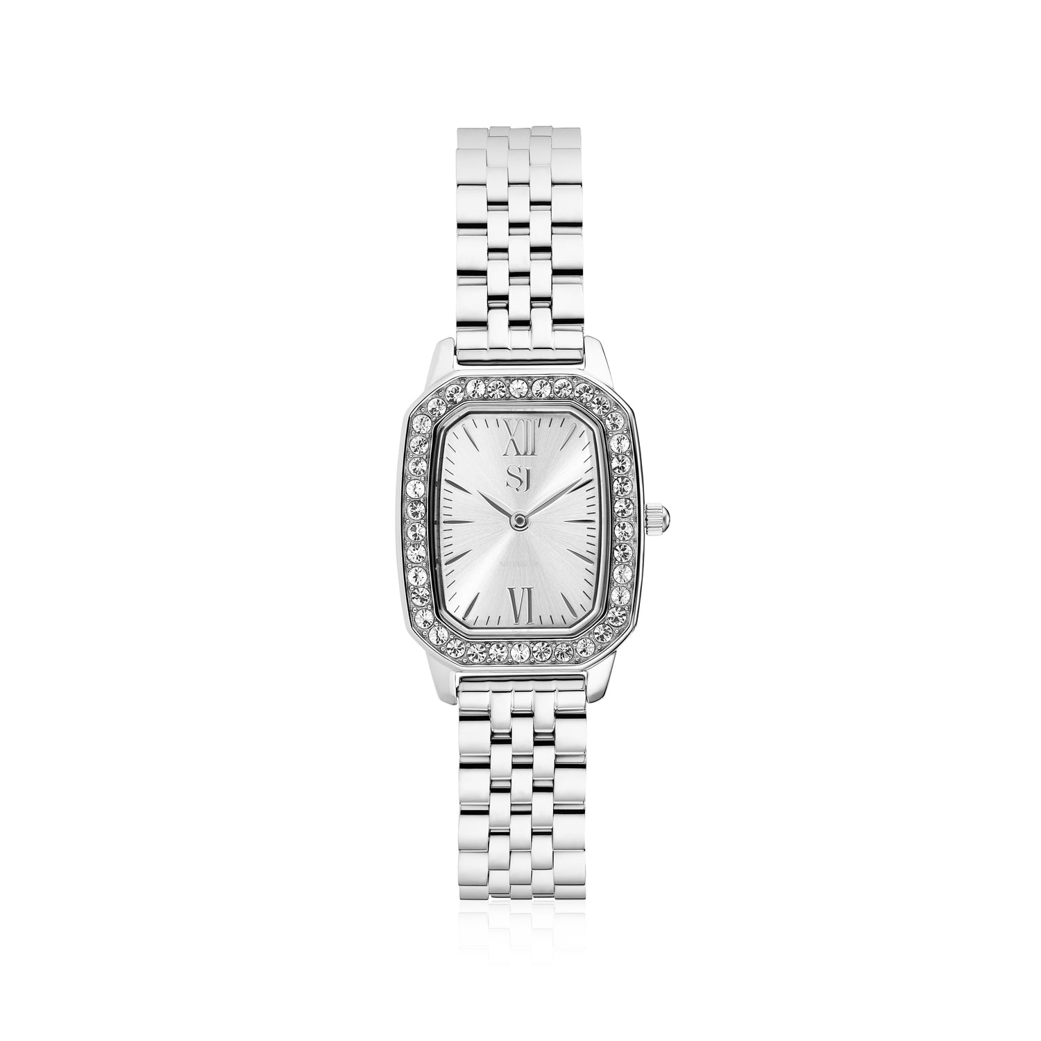Stainless steel Silver | Silver dial and white zirconia
