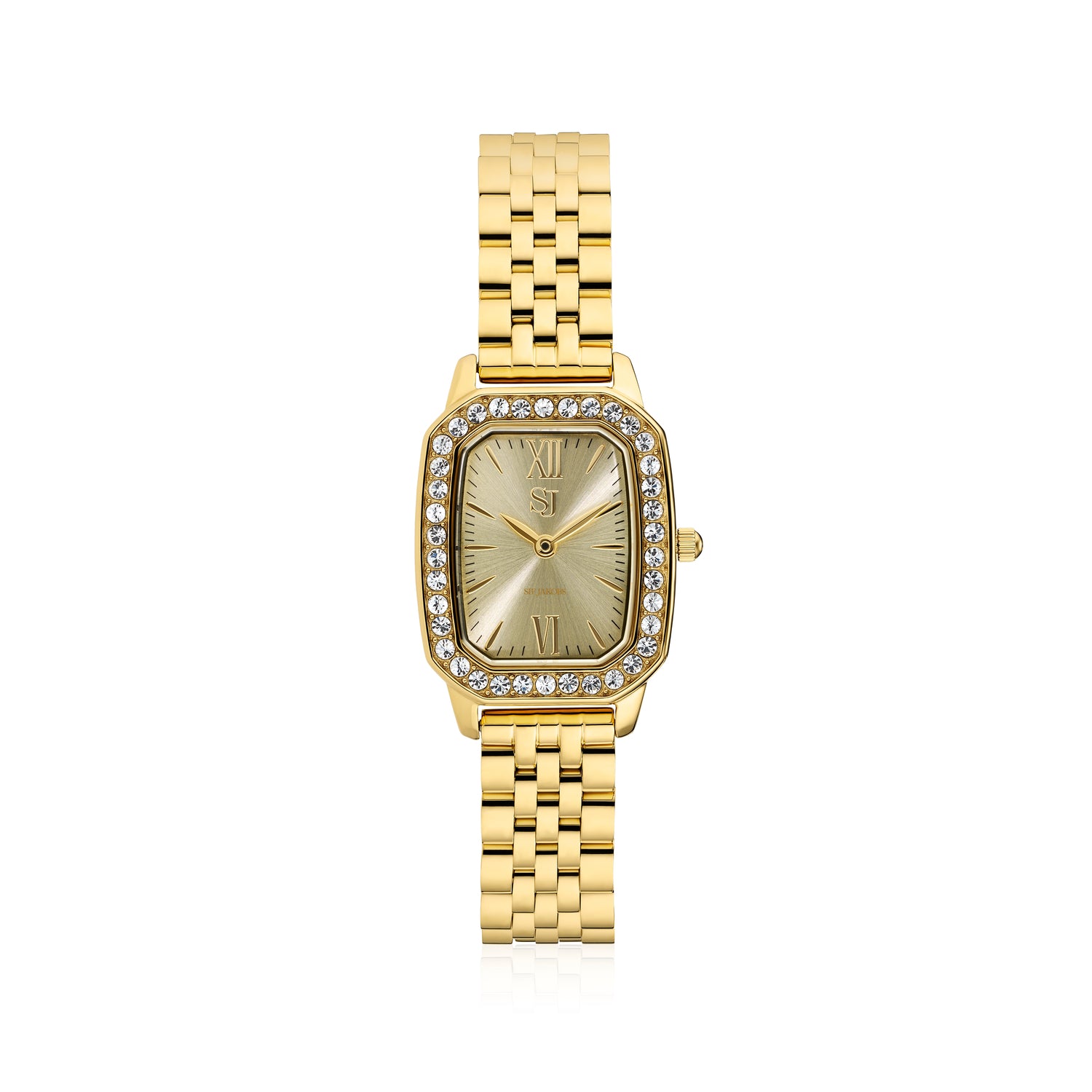Stainless steel gold | Gold dial and white zirconia