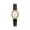 Stainless steel gold | Black leather strap