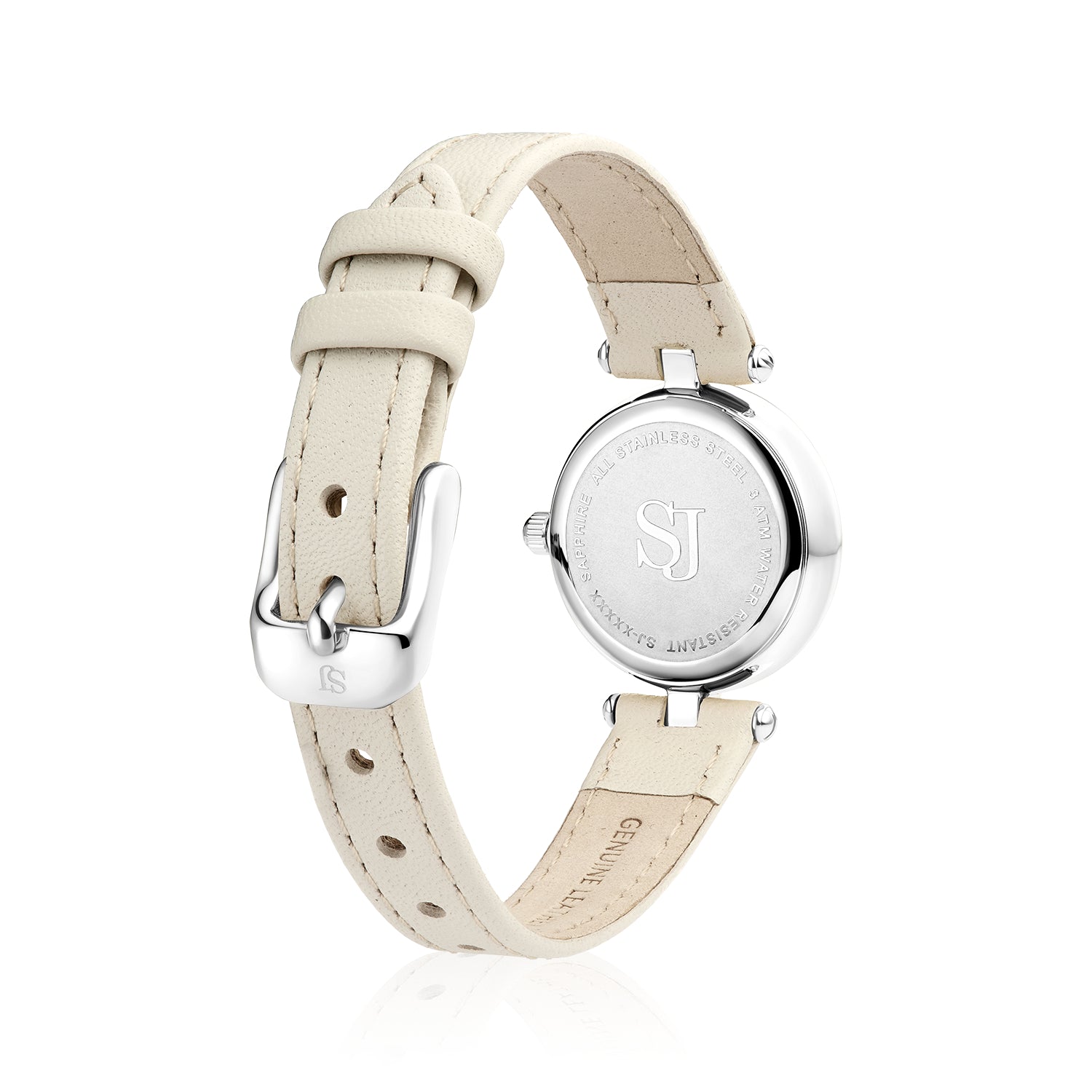 Stainless steel Silver | Beige leather strap