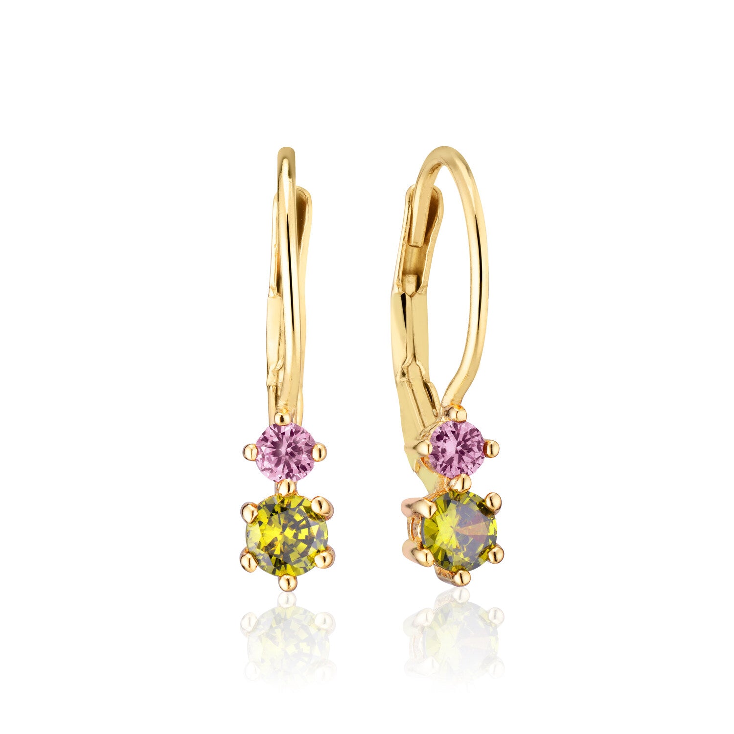 18K gold plated | Light pink and olive green