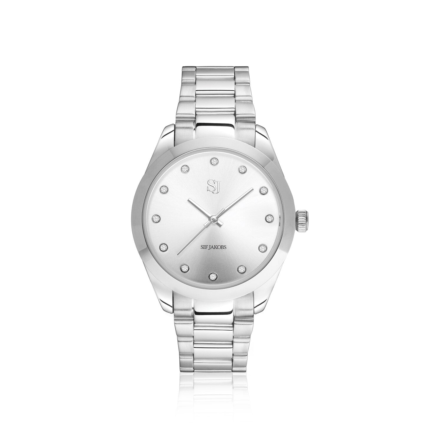 Stainless steel Silver | Silver dial and white zirconia